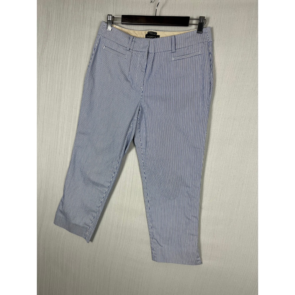 Talbots‎ Perfect Crop Stripe Pants Women 8P Blue Capri Preppy Coastal Nautical